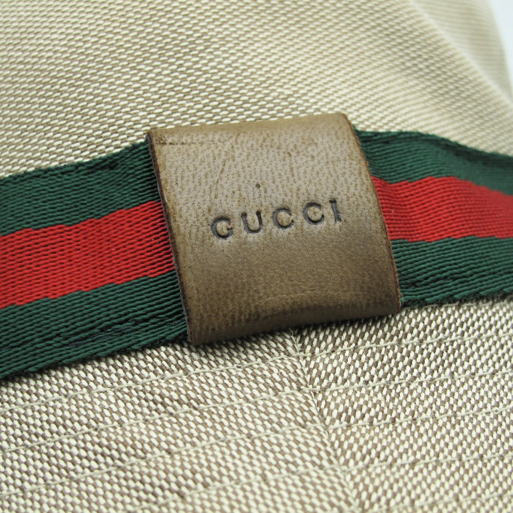 GUCCI グッチ 帽子 シェリーライン ハット キャンバス ベージュ L 男女兼用