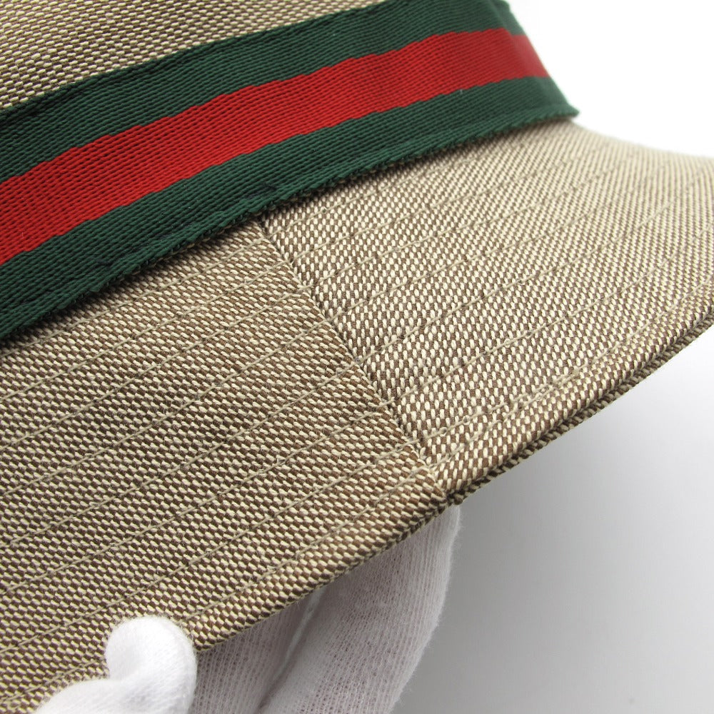 GUCCI グッチ 帽子 シェリーライン ハット キャンバス ベージュ L 男女兼用
