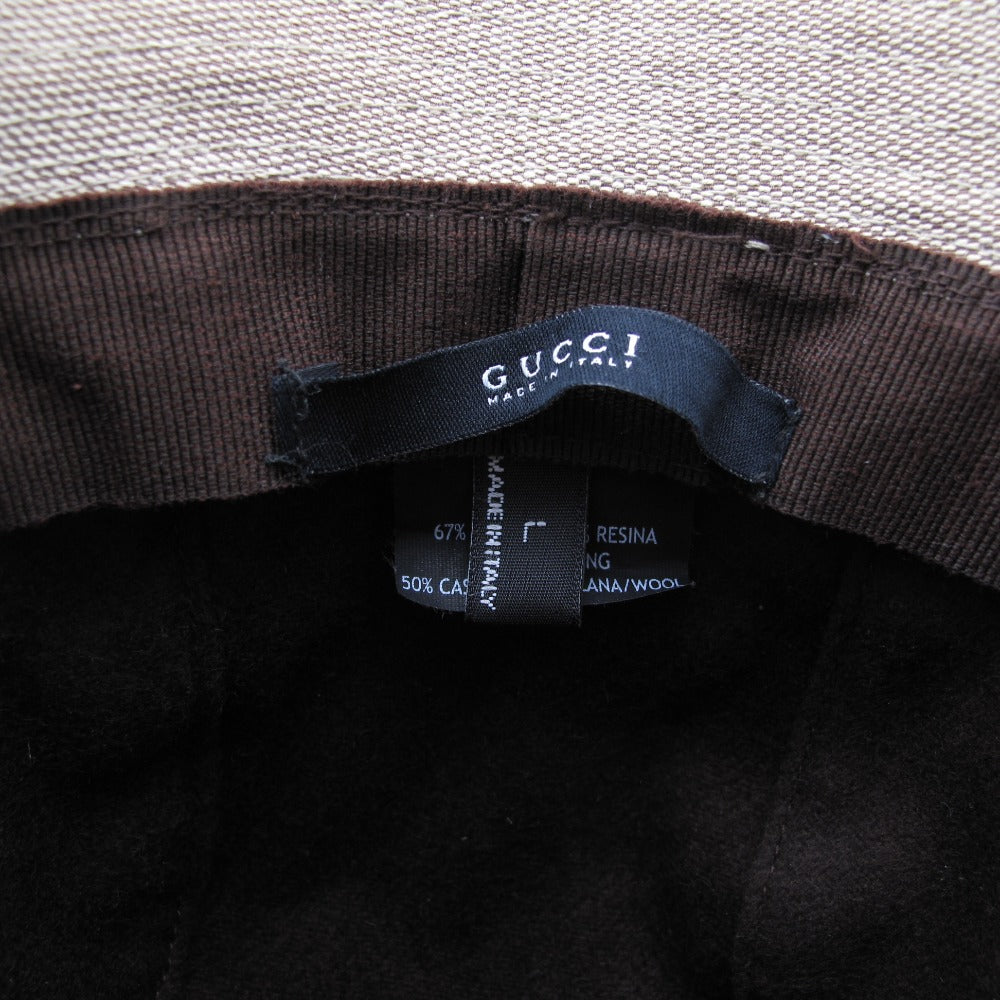 GUCCI グッチ 帽子 シェリーライン ハット キャンバス ベージュ L 男女兼用