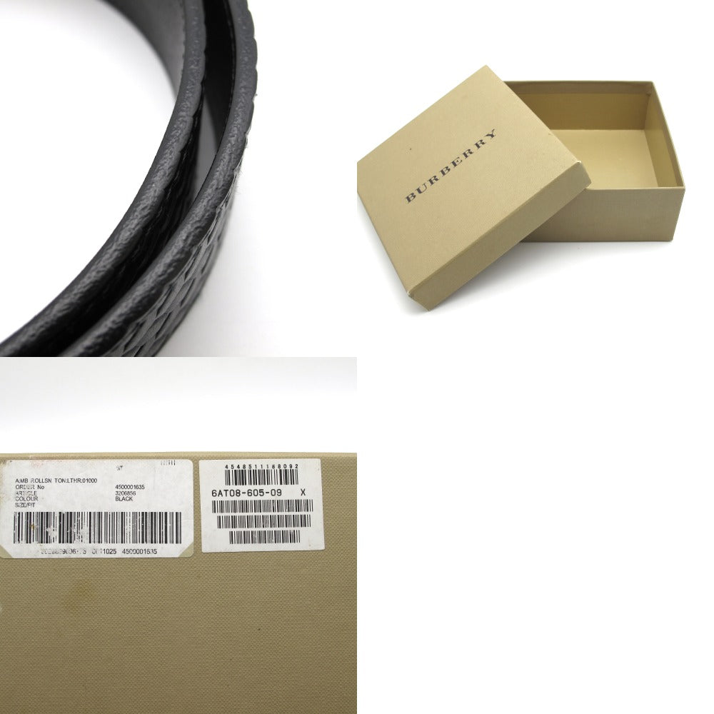 BURBERRY バーバリー ベルト メッシュデザイン レザー 革 ブラック メンズ 長さ94.5cm 美品
