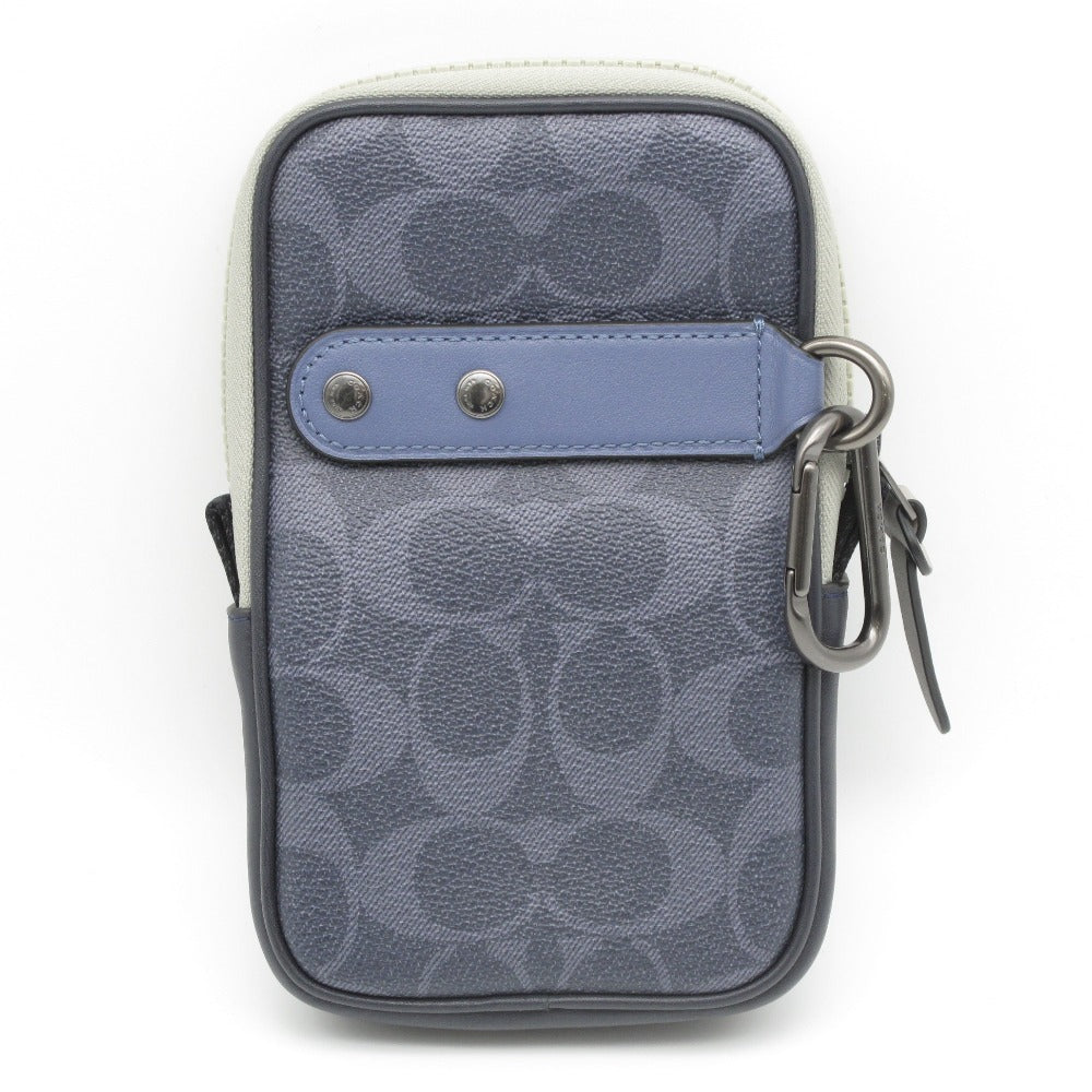COACH コーチ ポーチ ノースサウス ハイブリッド ポーチ カラーブロック シグネチャー カラビナ付き ミニバッグ メンズ レディース C3203 美品