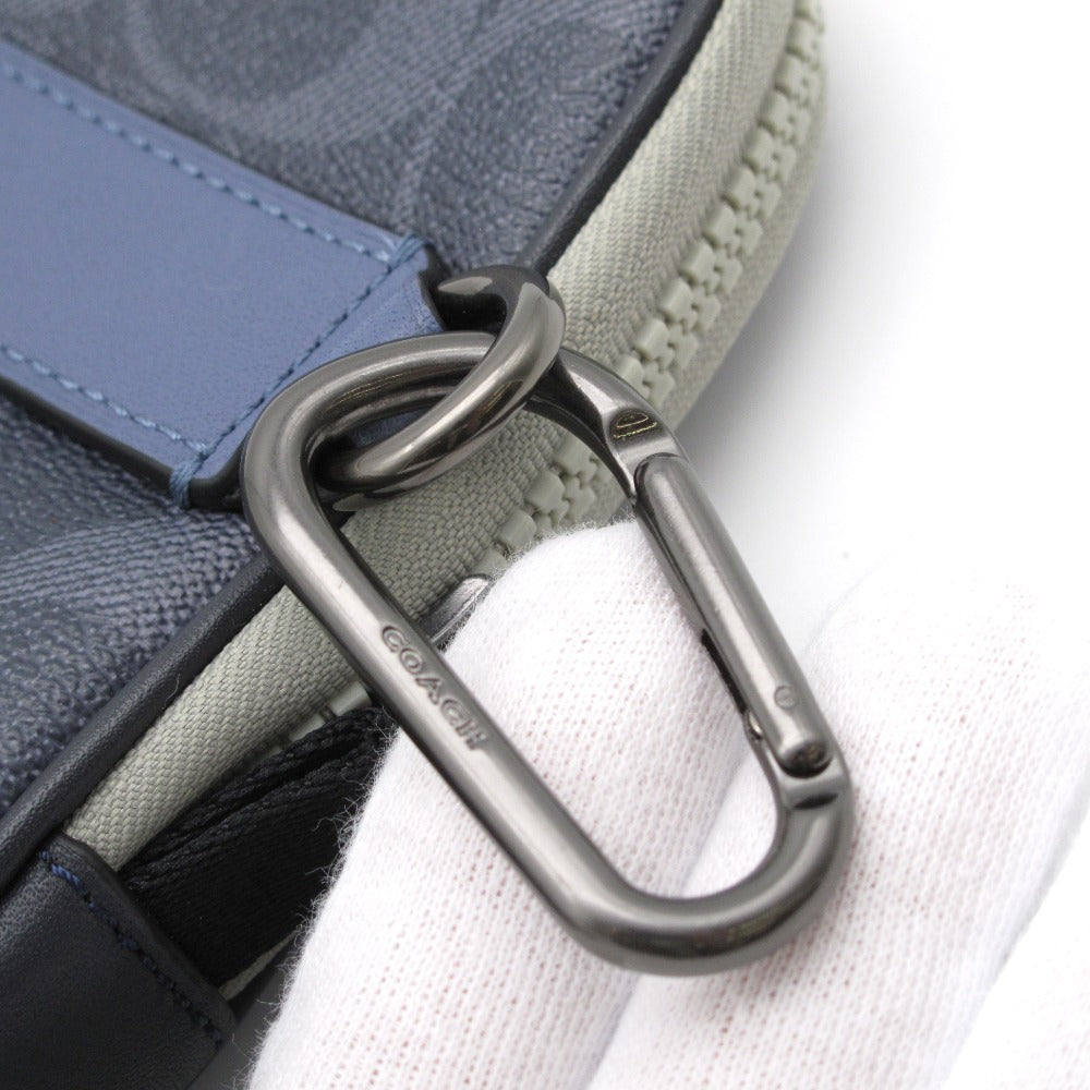 COACH コーチ ポーチ ノースサウス ハイブリッド ポーチ カラーブロック シグネチャー カラビナ付き ミニバッグ メンズ レディース C3203 美品