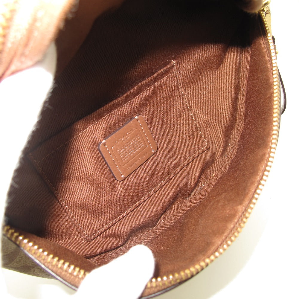 COACH コーチ ボディバッグ シグネチャー ウエストポーチ ベルトバッグ PVC レザー カーキ F48740 美品