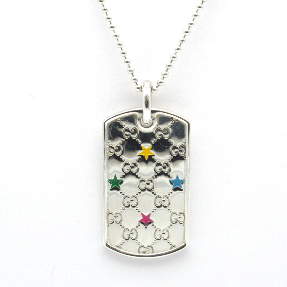 GUCCI グッチ ネックレス ドッグタグ ペンダント プレート GG スター 星 SV シルバー Ag 925 アクセサリー