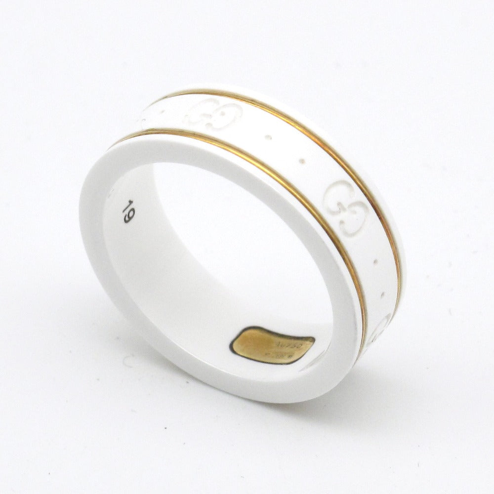 GUCCI グッチ リング・指輪 アイコン GG ホワイト セラミック 750 K18 