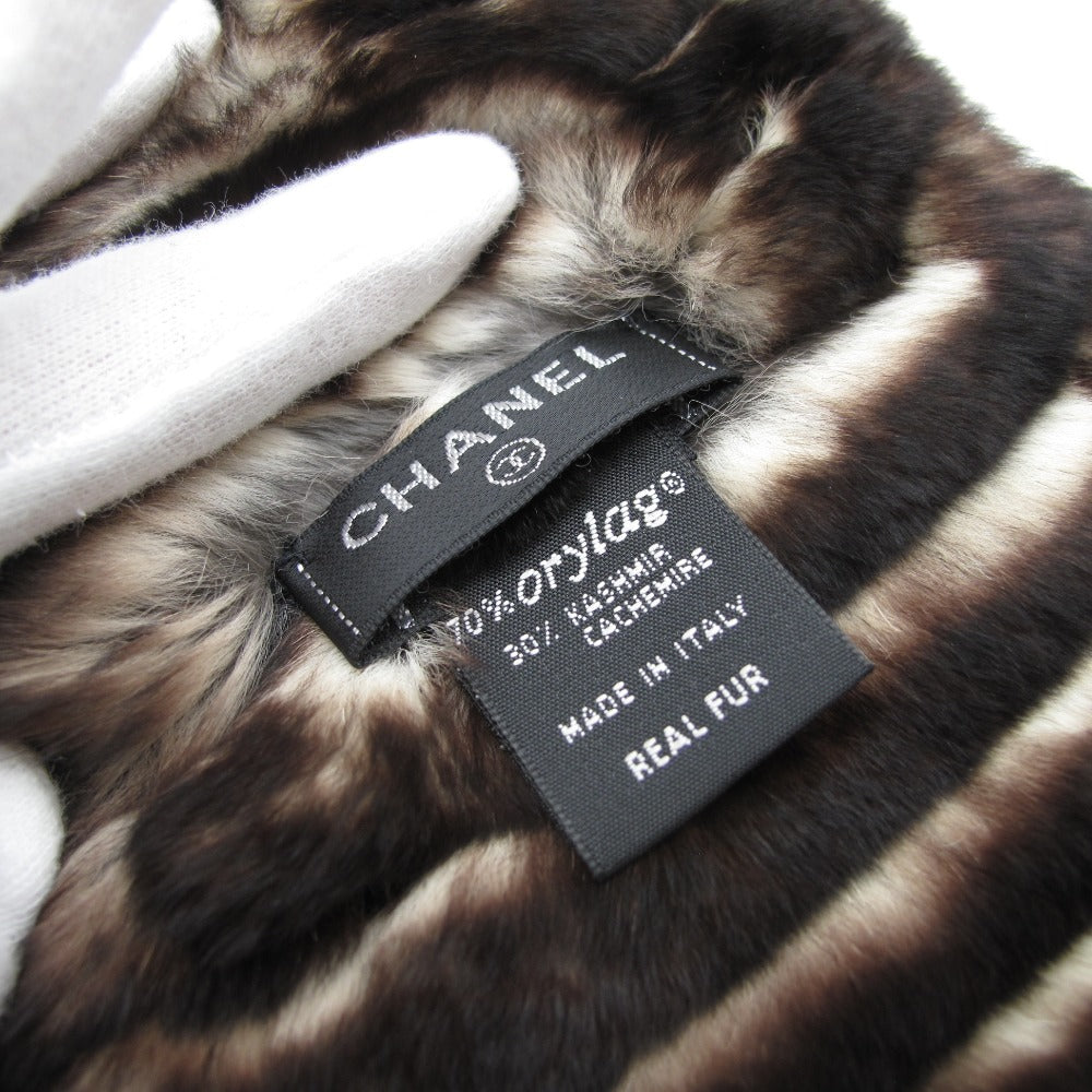 CHANEL シャネル マフラー オリラグ カシミヤ ファー ラビット ラパン ココマーク ブラウン レディース 箱付き 美品
