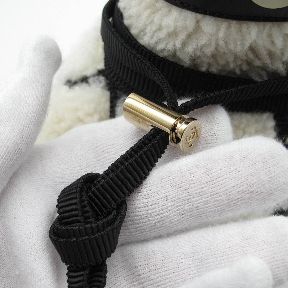 CHANEL シャネル ブーツ シアリング ムートン ボア ロゴ ココマーク ホワイト ブラック 37 24.0 レディース 箱付き G35342 美品