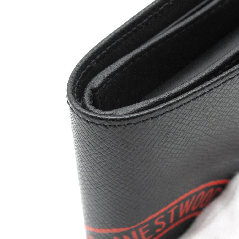 Vivienne Westwood ヴィヴィアン・ウエストウッド 二つ折り財布 ウォレット KENT オーブ ロゴ レザー ブラック レッド 箱付き 51010016 未使用品