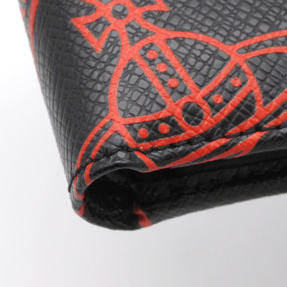 Vivienne Westwood ヴィヴィアン・ウエストウッド 二つ折り財布 ウォレット KENT オーブ ロゴ レザー ブラック レッド 箱付き 51010016 未使用品