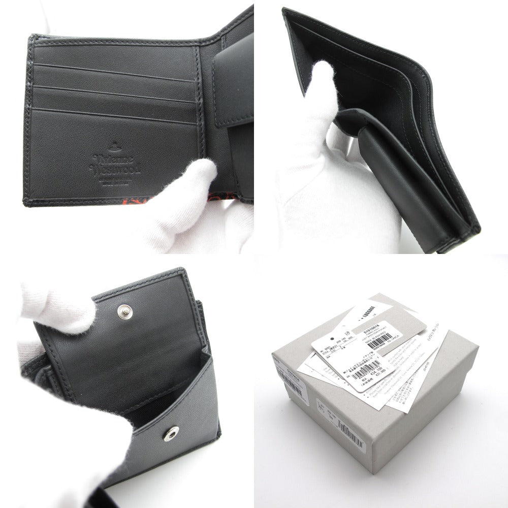 Vivienne Westwood ヴィヴィアン・ウエストウッド 二つ折り財布 ウォレット KENT オーブ ロゴ レザー ブラック レッド 箱付き 51010016 未使用品