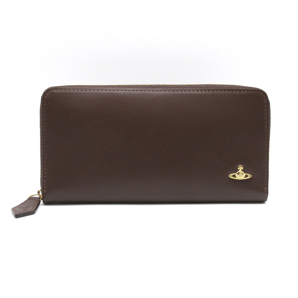 Vivienne Westwood ヴィヴィアン・ウエストウッド 長財布 ラウンドファスナー ジップ WATER ORB オーブ ロゴ レザー ブラウン 箱有 3118M123 未使用品