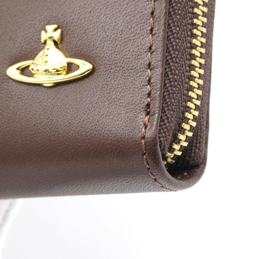 Vivienne Westwood ヴィヴィアン・ウエストウッド 長財布 ラウンドファスナー ジップ WATER ORB オーブ ロゴ レザー ブラウン 箱有 3118M123 未使用品