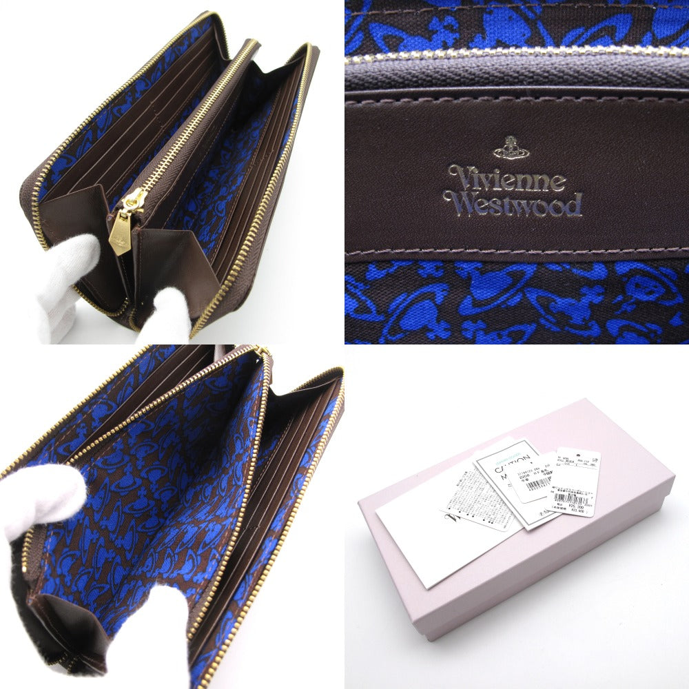 Vivienne Westwood ヴィヴィアン・ウエストウッド 長財布 ラウンドファスナー ジップ WATER ORB オーブ ロゴ レザー ブラウン 箱有 3118M123 未使用品