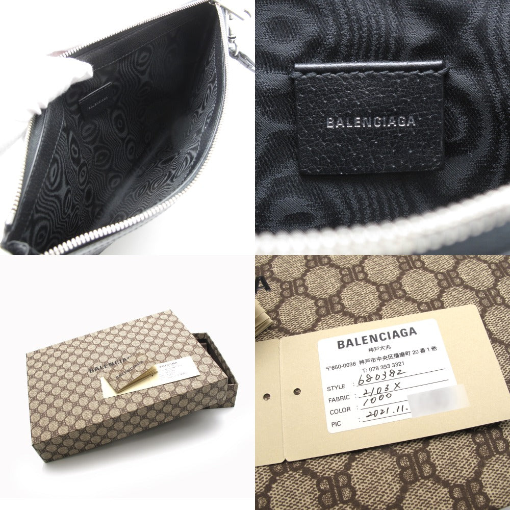 BALENCIAGA×GUCCI バレンシアガ グッチ ザ ハッカー プロジェクト ポーチ クラッチバッグ セカンドバッグ 680382 オフィディア シェリーライン ダブルB BB キャンバス レザー 箱付き 美品