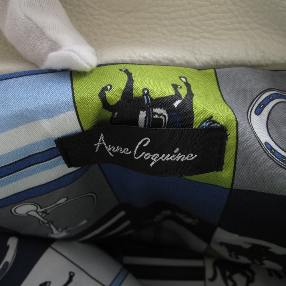 AnneCoquine アンコキーヌ 2WAY リュックサック バックパック ショルダーバッグ 688848 イタリアンシュリンクレザー 牛革 ホワイト ホース柄 レディース 美品