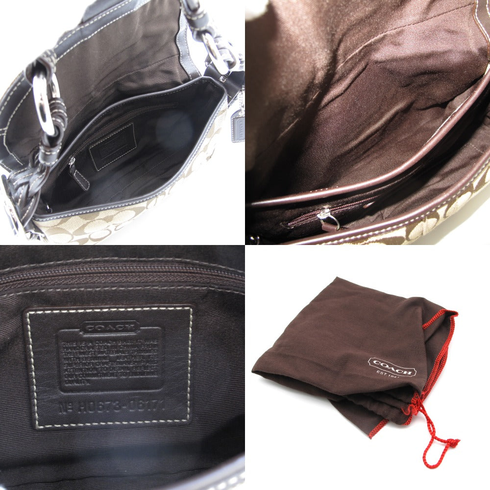 COACH コーチ シグネチャー デミポーチ ショルダーバッグ ハンドバッグ キャンバス レザー レディース 06171 美品