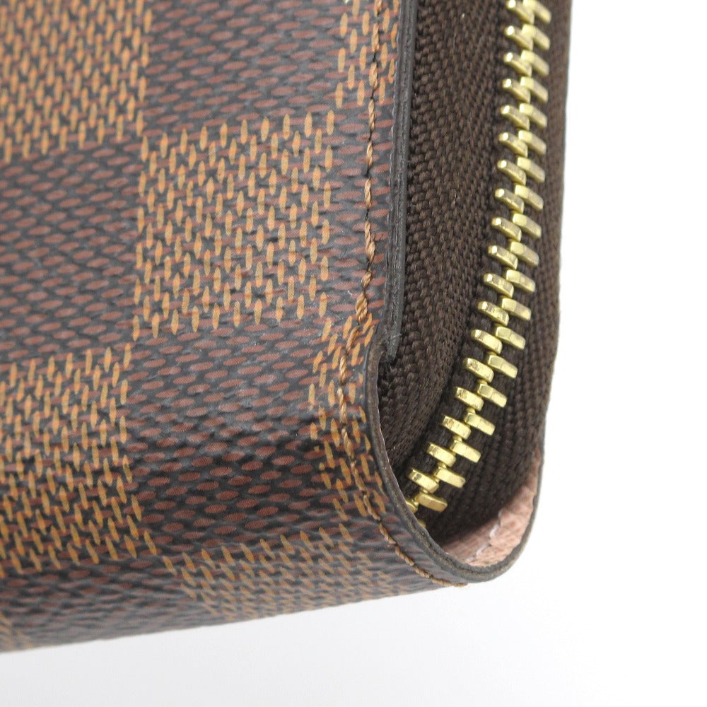 LOUIS VUITTON ルイ・ヴィトン ジッピーウォレット ダミエ ローズバレリーヌ N60046 ラウンドファスナー 長財布 PVC レザー ブラウン ピンク