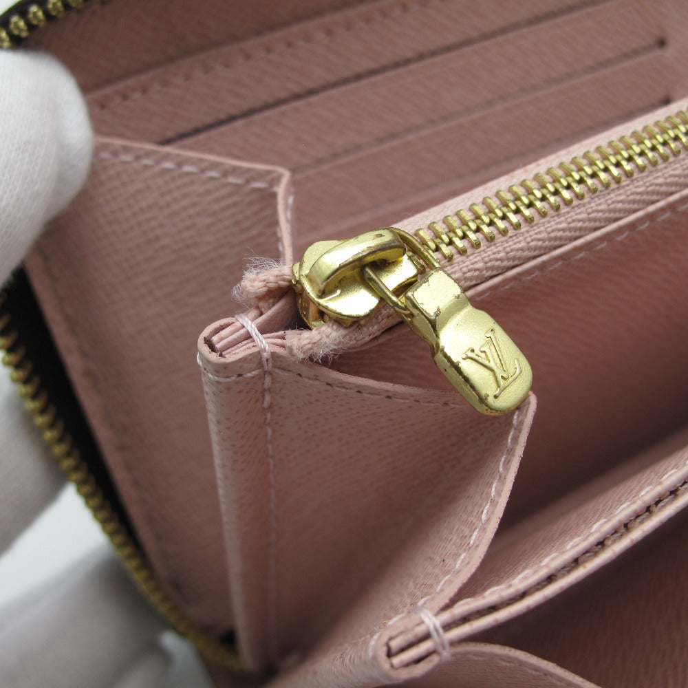 LOUIS VUITTON ルイ・ヴィトン ジッピーウォレット ダミエ ローズバレリーヌ N60046 ラウンドファスナー 長財布 PVC レザー ブラウン ピンク