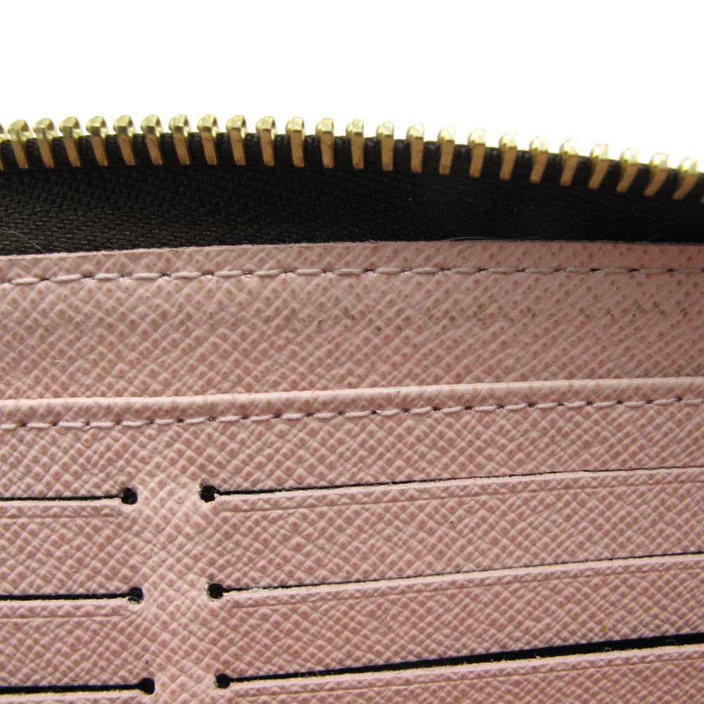 LOUIS VUITTON ルイ・ヴィトン ジッピーウォレット ダミエ ローズバレリーヌ N60046 ラウンドファスナー 長財布 PVC レザー ブラウン ピンク