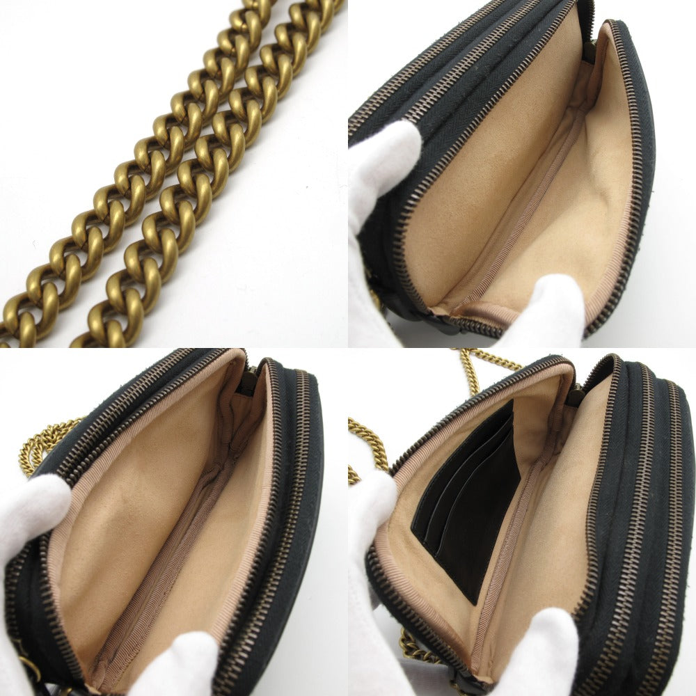 GUCCI グッチ GGマーモント キルティング チェーンショルダーバッグ 546581 クロスボディ 斜め掛け ポシェット レザー ブラック ゴールド レディース 箱付き 美品