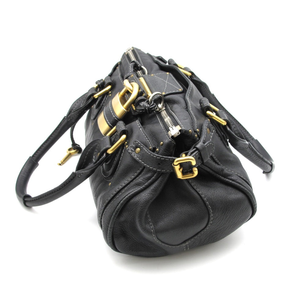 Chloe クロエ パディントン ハンドバッグ セミショルダーバッグ 南京錠 レザー 革 ブラック ゴールド レディース