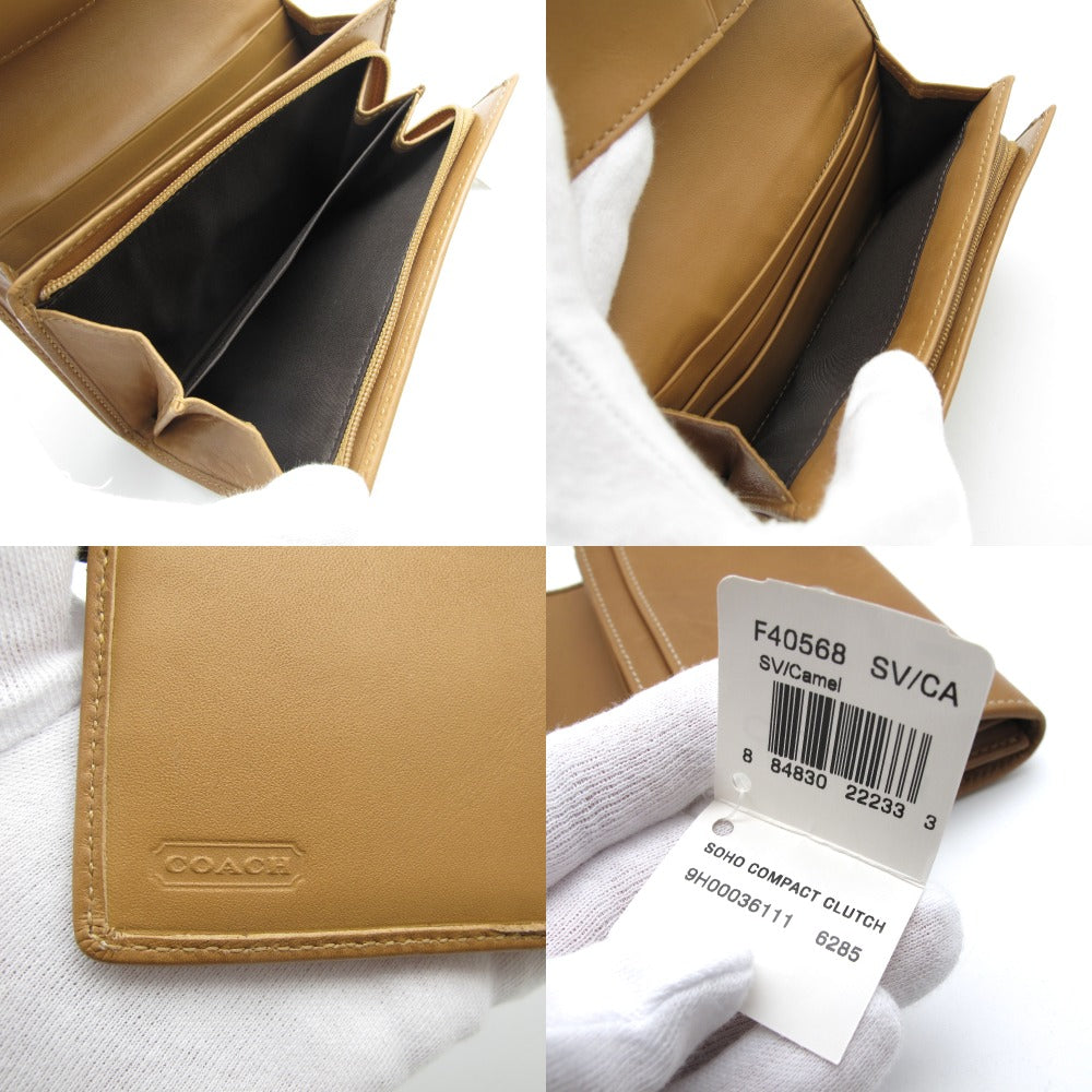 COACH コーチ ソーホー コンパクト ウォレット 二つ折り財布 レザー 革 キャメル F40568 レディース メンズ 未使用品