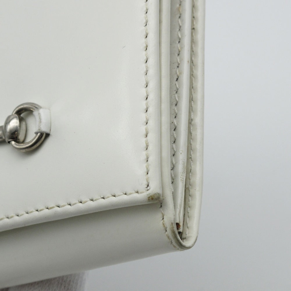 GUCCI グッチ 長財布 ホースビット 二つ折り がま口 ウォレット エナメル パテントレザー ホワイト 035/0416/1871/5 難あり