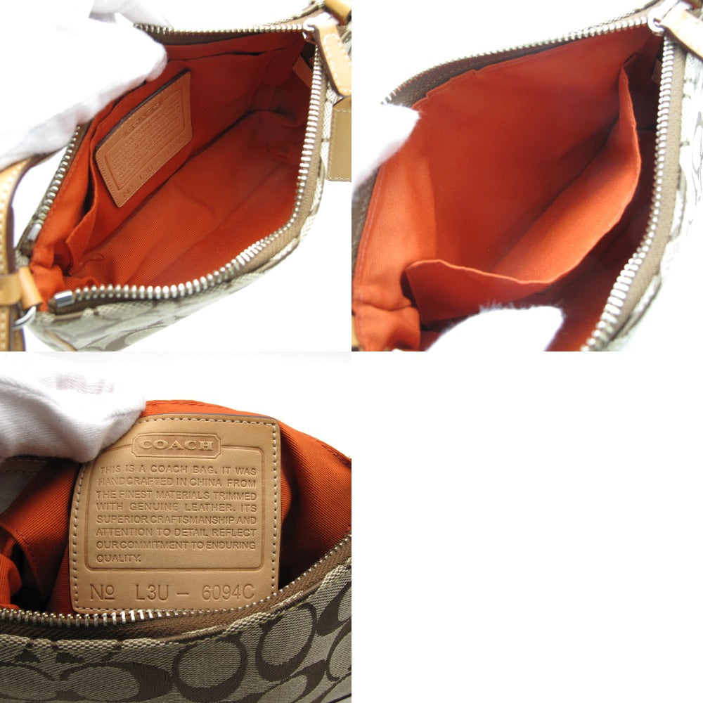 COACH コーチ ハンドバッグ シグネチャー デミポーチ アクセサリーポーチ キャンバス レザー レディース 6094C 美品
