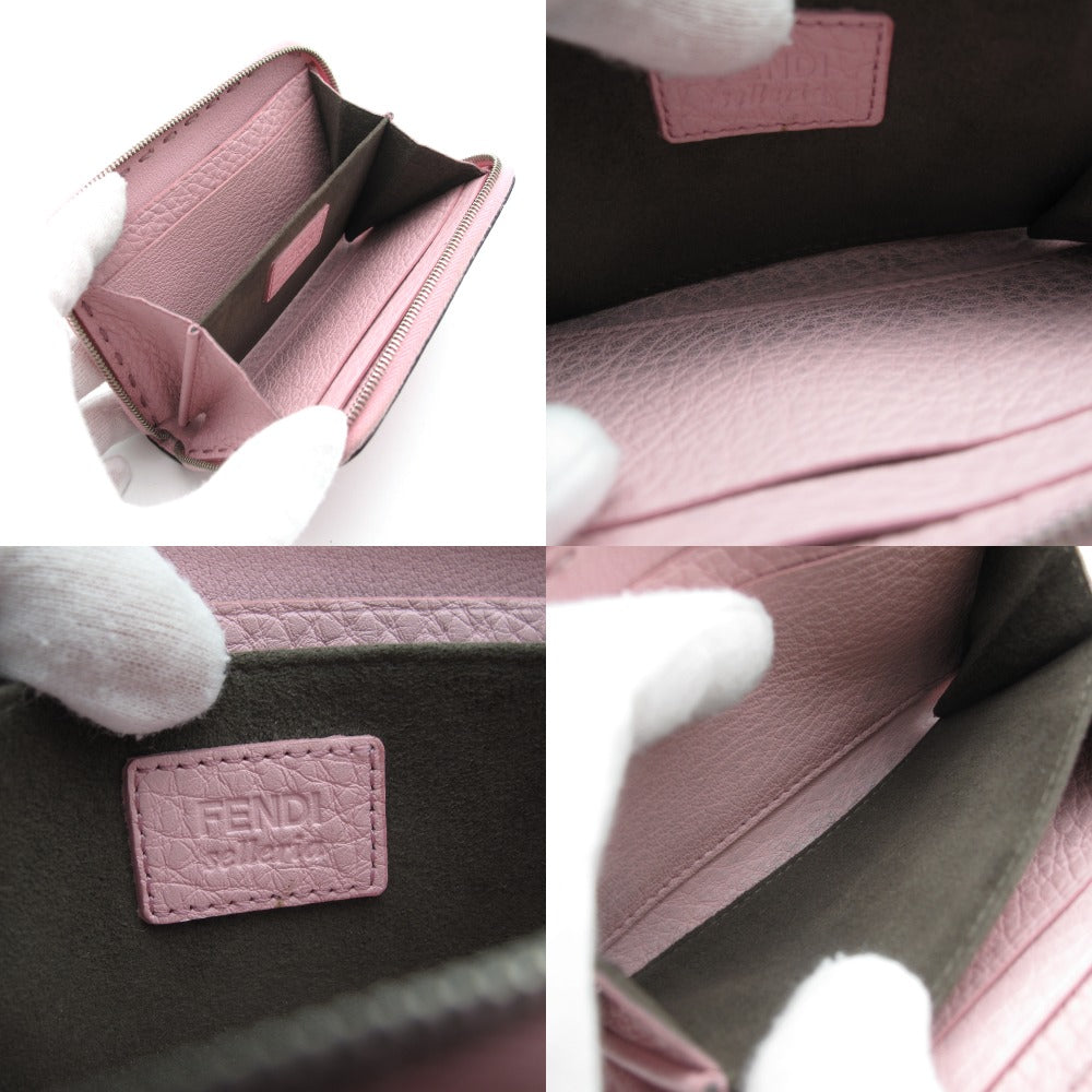 FENDI フェンディ SELLERIA セレリア ミニジップアラウンドウォレット 8M0313 財布 コインケース コインパース 小銭入れ カードケース レザー ピンク