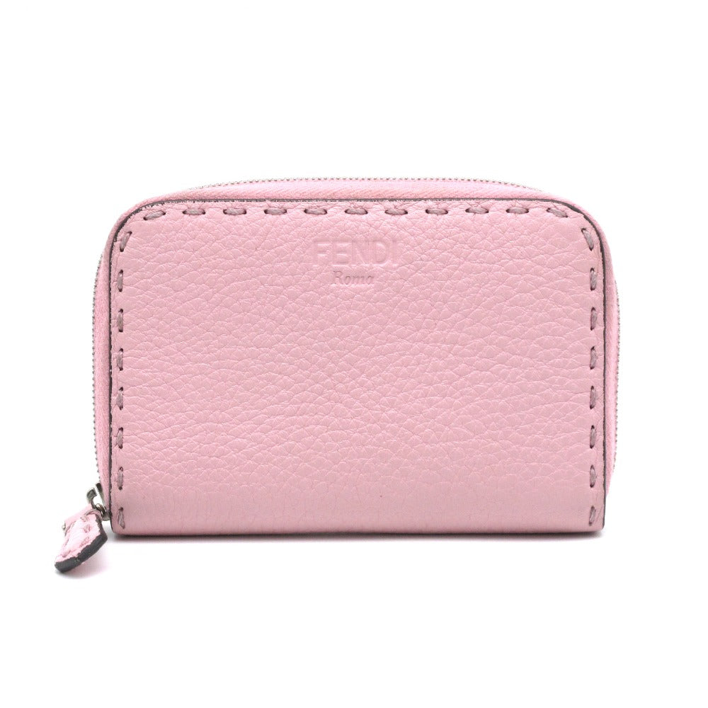 FENDI フェンディ SELLERIA セレリア ミニジップアラウンドウォレット 8M0313 財布 コインケース コインパース 小銭入れ カードケース レザー ピンク
