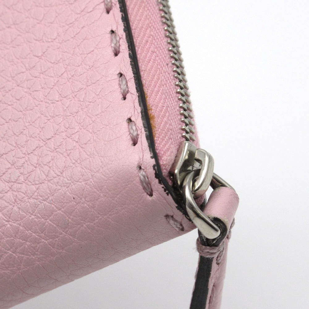 FENDI フェンディ SELLERIA セレリア ミニジップアラウンドウォレット 8M0313 財布 コインケース コインパース 小銭入れ カードケース レザー ピンク