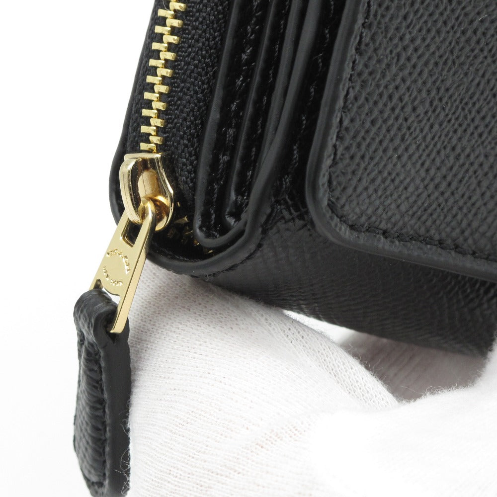 COACH コーチトライフォールド ウォレット F37968 三つ折り財布 ミニ スモール コンパクト レザー ブラック レディース 未使用品