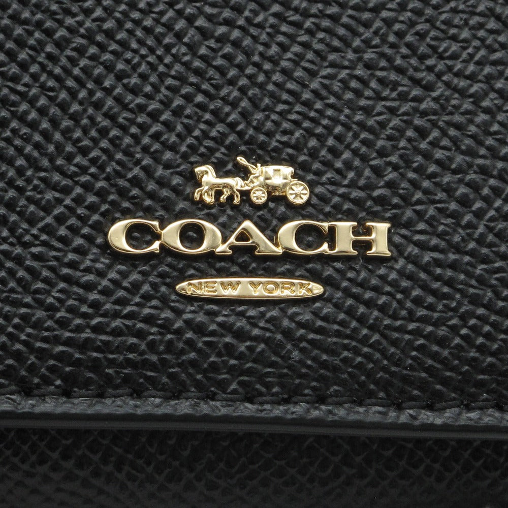COACH コーチトライフォールド ウォレット F37968 三つ折り財布 ミニ スモール コンパクト レザー ブラック レディース 未使用品