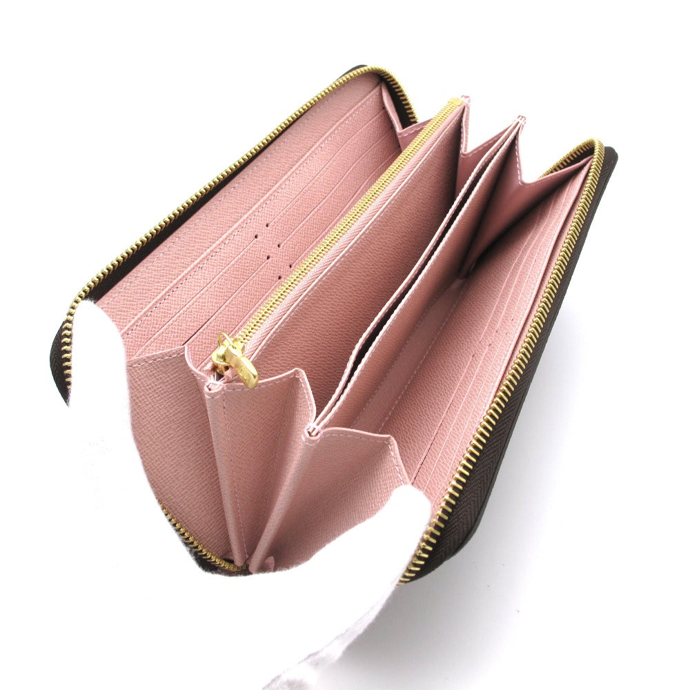 LOUIS VUITTON ルイ・ヴィトン ジッピーウォレット ダミエ ローズバレリーヌ N60046 ラウンドファスナー長財布 PVC レザー ブラウン ピンク 未使用品