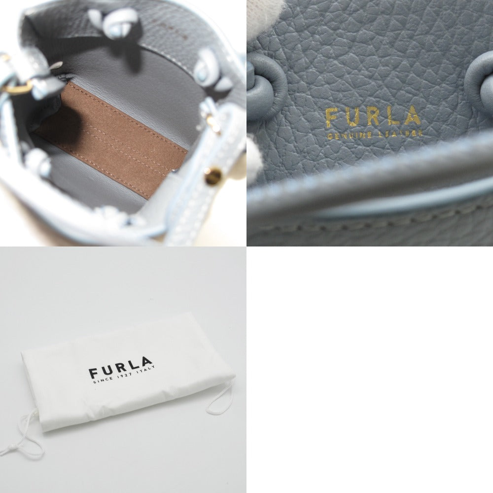 Furla フルラ エッセンシャル ミニ WE00116 スマホ ショルダーバッグ ポーチ ケース クロスボディ 斜め掛け レザー ライトブルー レディース