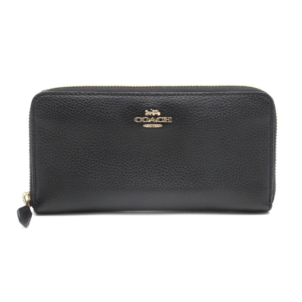 COACH コーチ アコーディオンジップウォレット ラウンドファスナー 長財布 F16612 レザー ブラック レディース メンズ