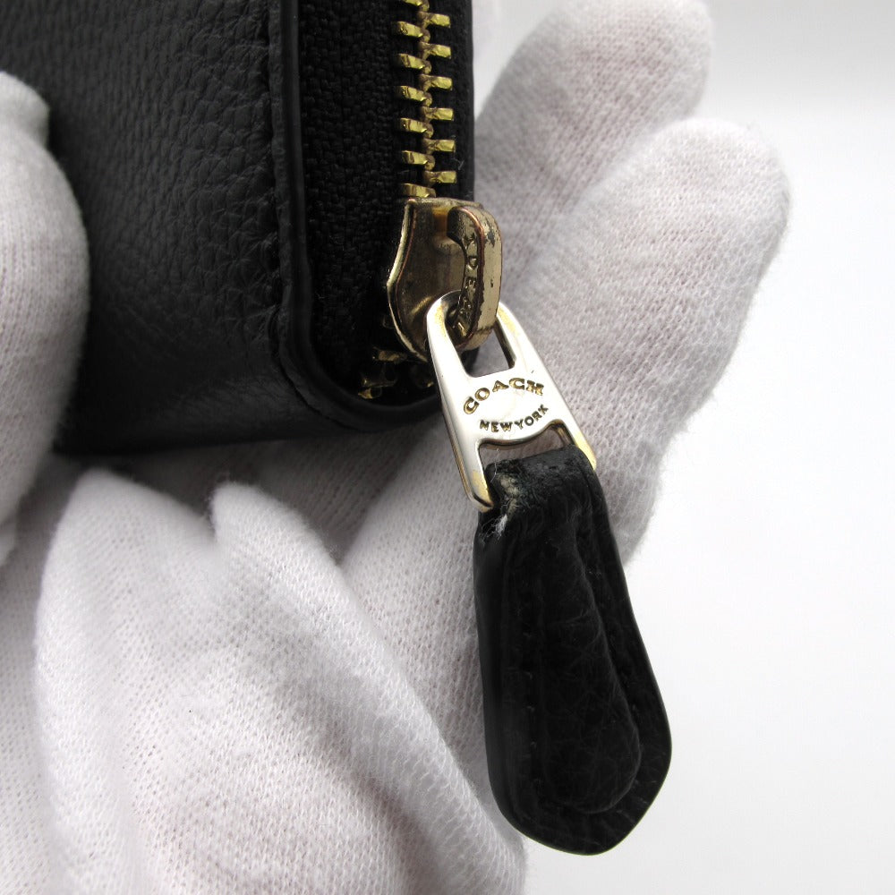 COACH コーチ アコーディオンジップウォレット ラウンドファスナー 長財布 F16612 レザー ブラック レディース メンズ