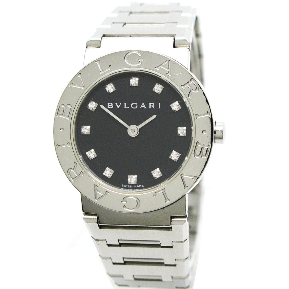 BVLGARI ブルガリ 腕時計 ブルガリブルガリ BB26SS 黒文字盤 12Pダイヤ クォーツ