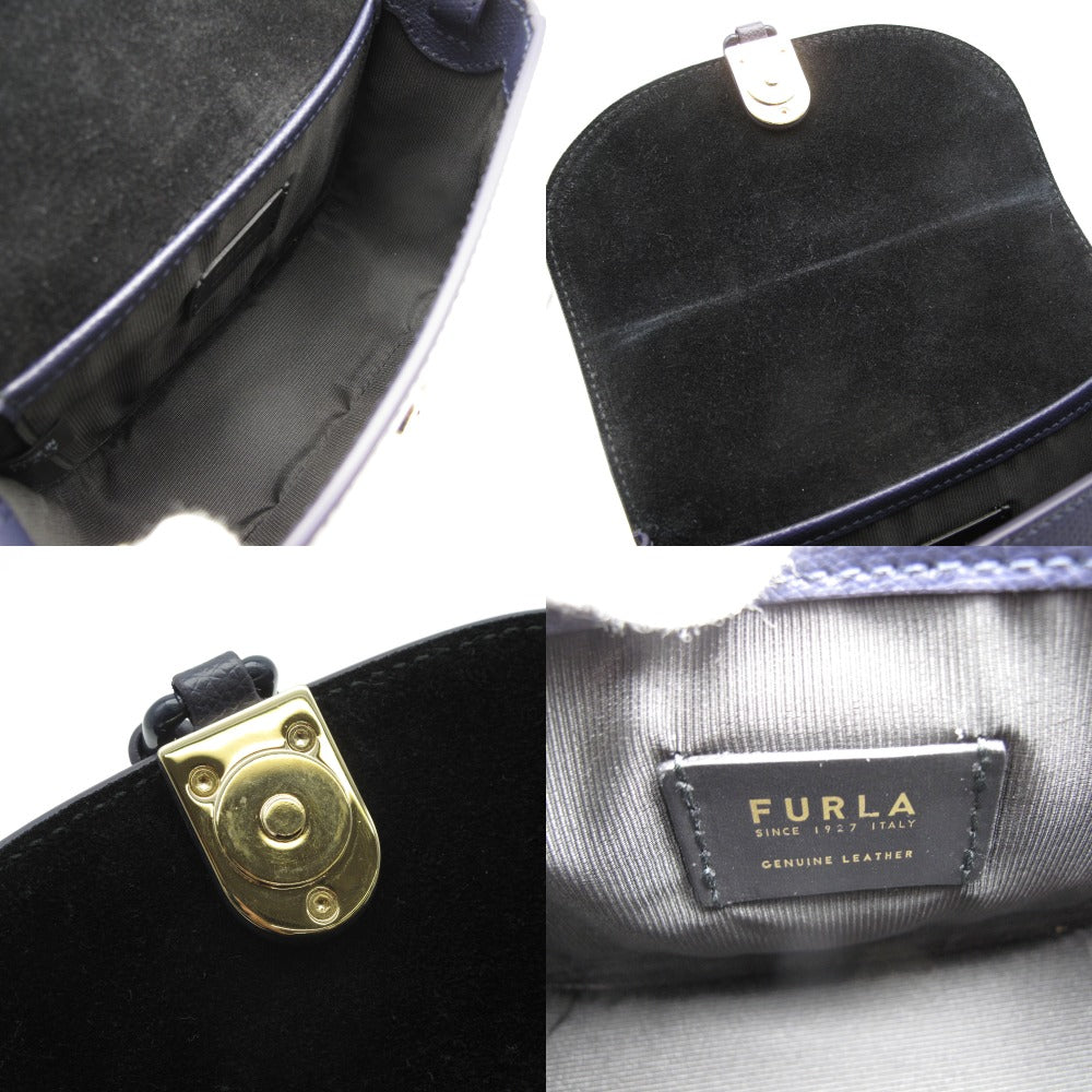 FURLA フルラ 1927 タッセル ミニ クロスボディ 斜め掛け ショルダーバッグ ポシェット レザー ネイビー レディース