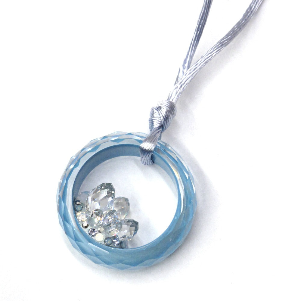 SWAROVSKI スワロフスキー リング型 ネックレス チョーカー ペンダント クリスタル 紐 ブルー 箱付き アクセサリー レディース