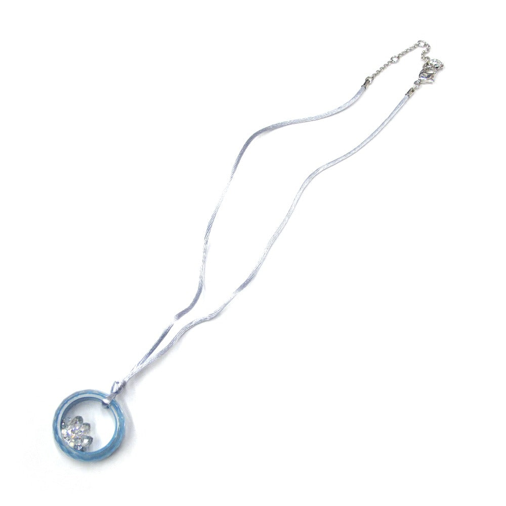 SWAROVSKI スワロフスキー リング型 ネックレス チョーカー ペンダント クリスタル 紐 ブルー 箱付き アクセサリー レディース