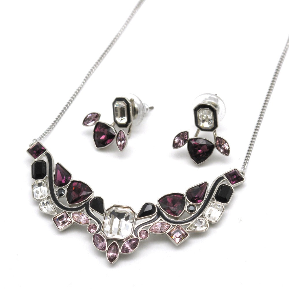SWAROVSKI スワロフスキー ネックレス 2WAY スタッド ピアス 2点 セット ビジュー クリスタル メタル 箱付き レディース アクセサリー