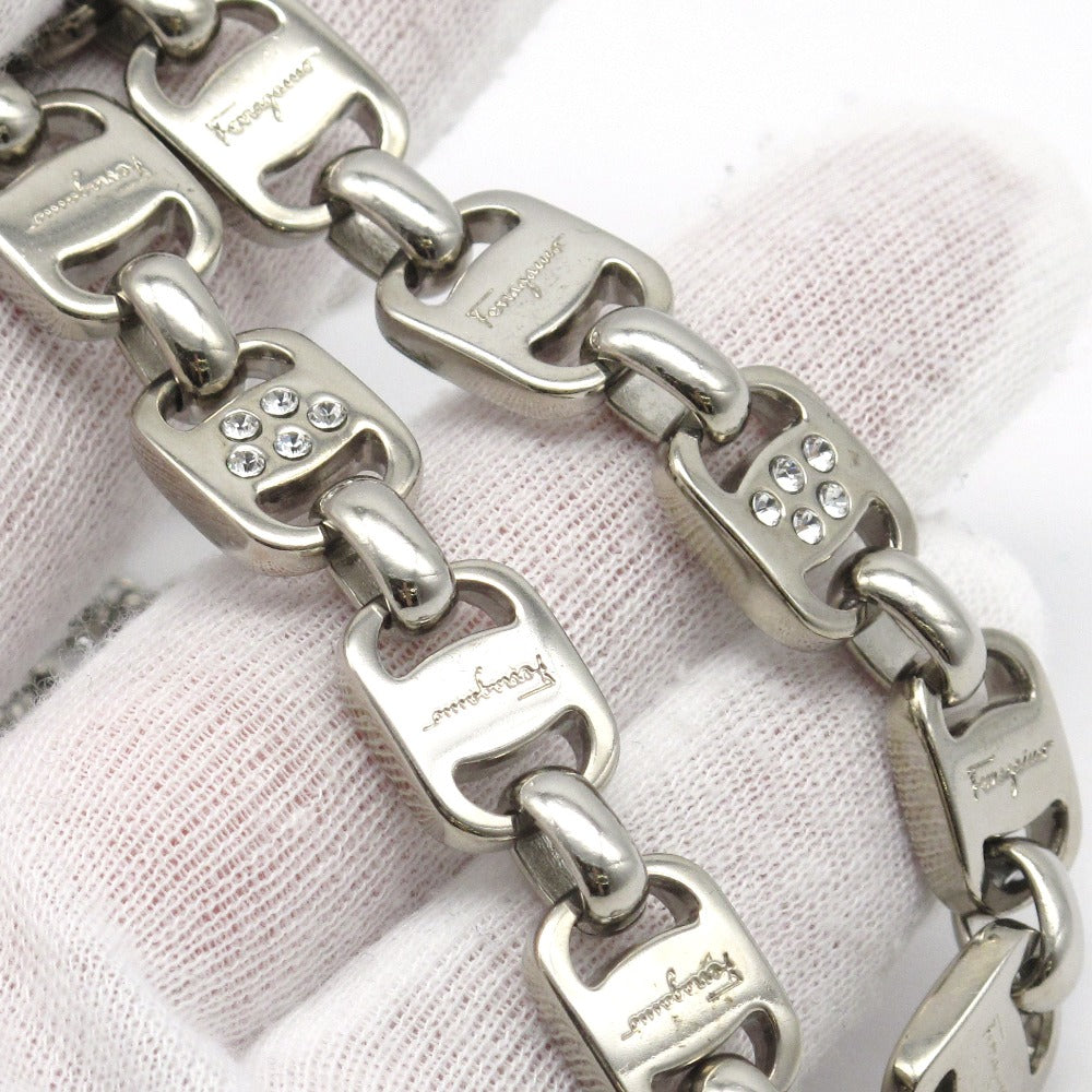 Salvatore Ferragamo サルヴァトーレフェラガモ ネックレス VARA ヴァラ チェーン ラインストーン メタル シルバー クリア 箱付き アクセサリー ジュエリー