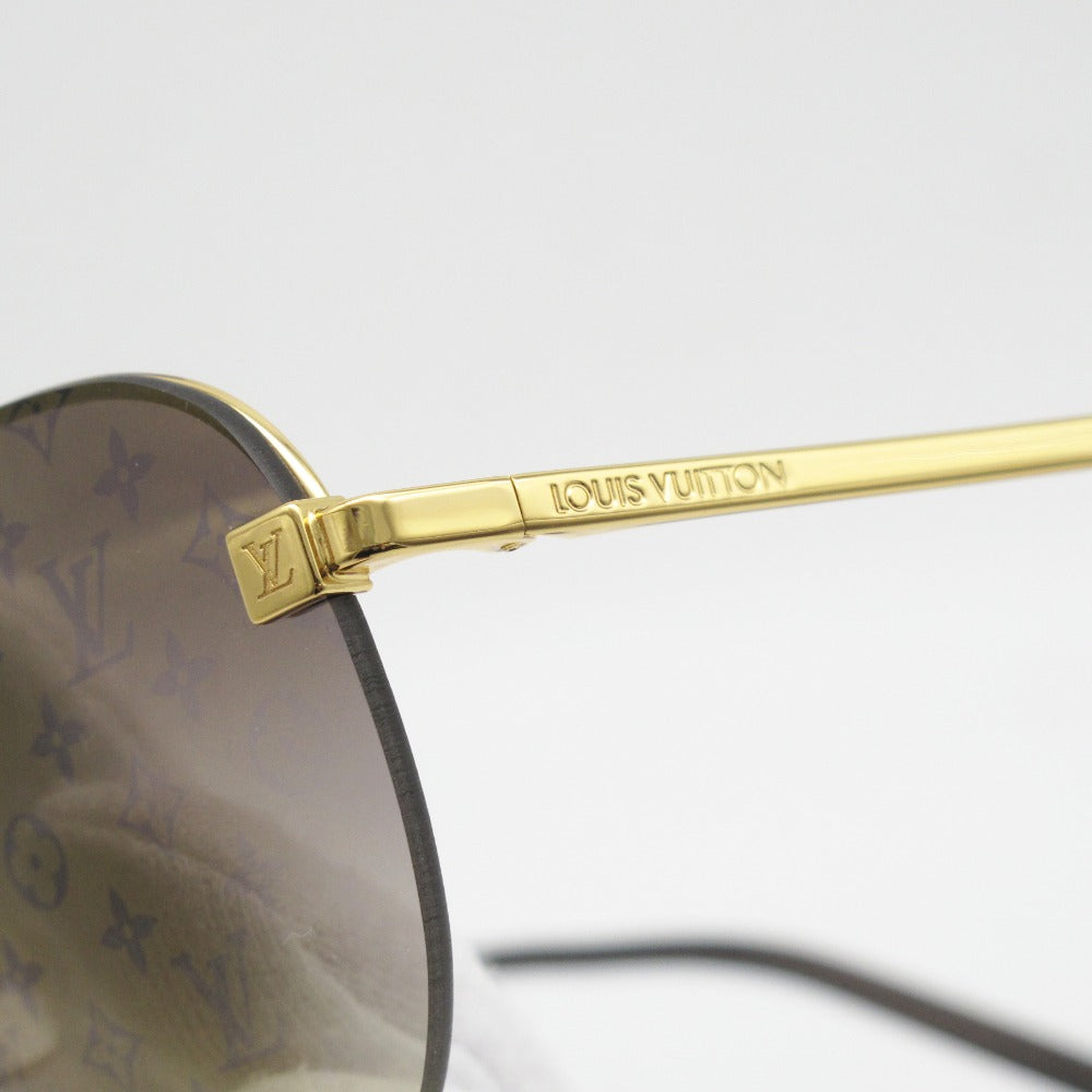 LOUIS VUITTON ルイ・ヴィトン クロックワイズ ゴールド モノグラム Z1020E 60 14 140 サングラス パイロット アビエーター LV ロゴ UVカット メタル 箱付き 美品