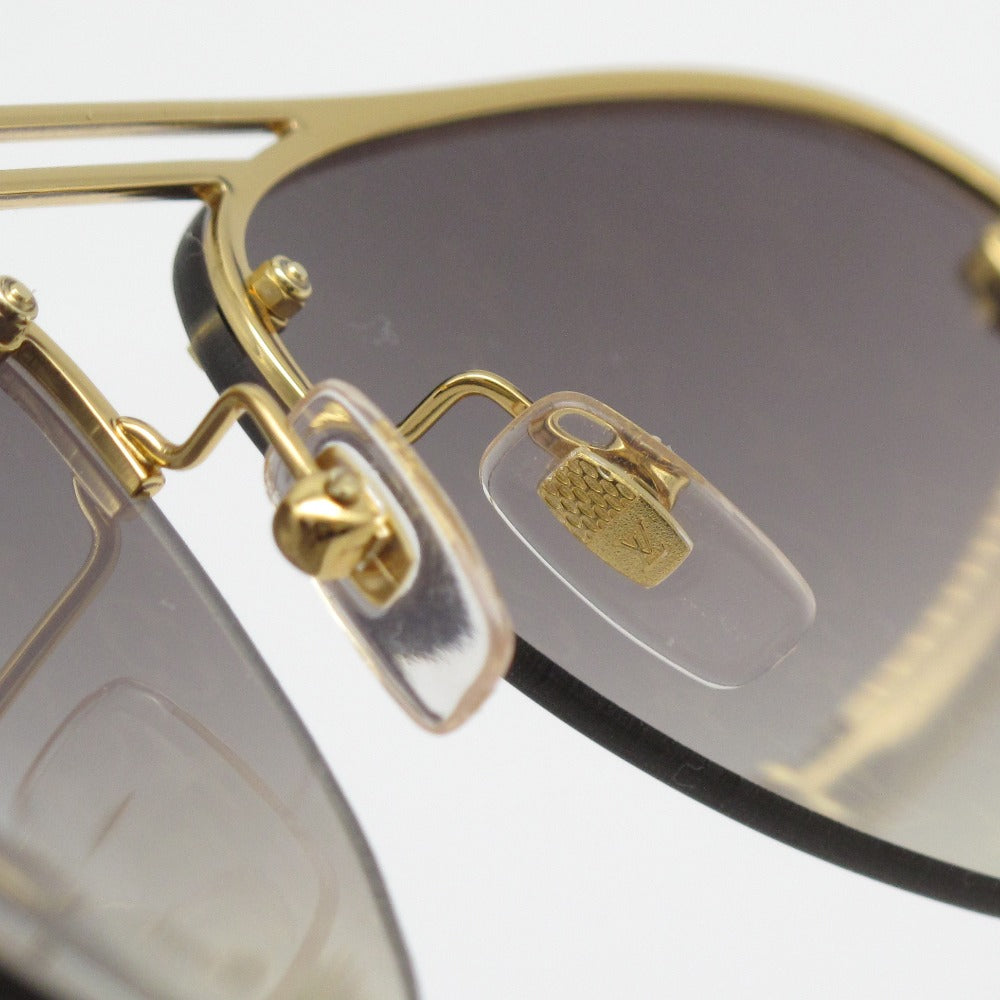 LOUIS VUITTON ルイ・ヴィトン クロックワイズ ゴールド モノグラム Z1020E 60 14 140 サングラス パイロット アビエーター LV ロゴ UVカット メタル 箱付き 美品