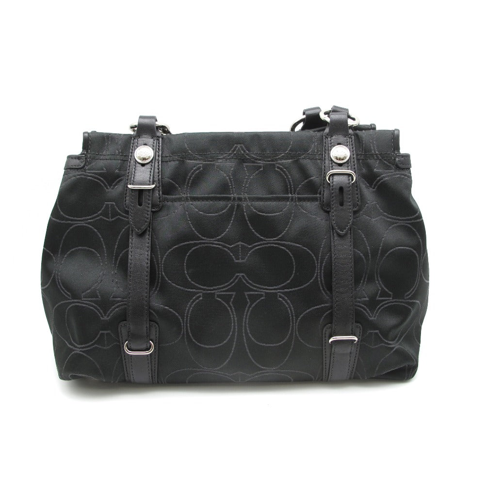 COACH コーチ アウトラインシグネチャー トートバッグ ショルダーバッグ ハンドバッグ 15402 キャンバス レザー ブラック レディース 美品