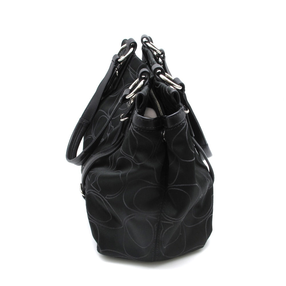 COACH コーチ アウトラインシグネチャー トートバッグ ショルダーバッグ ハンドバッグ 15402 キャンバス レザー ブラック レディース 美品