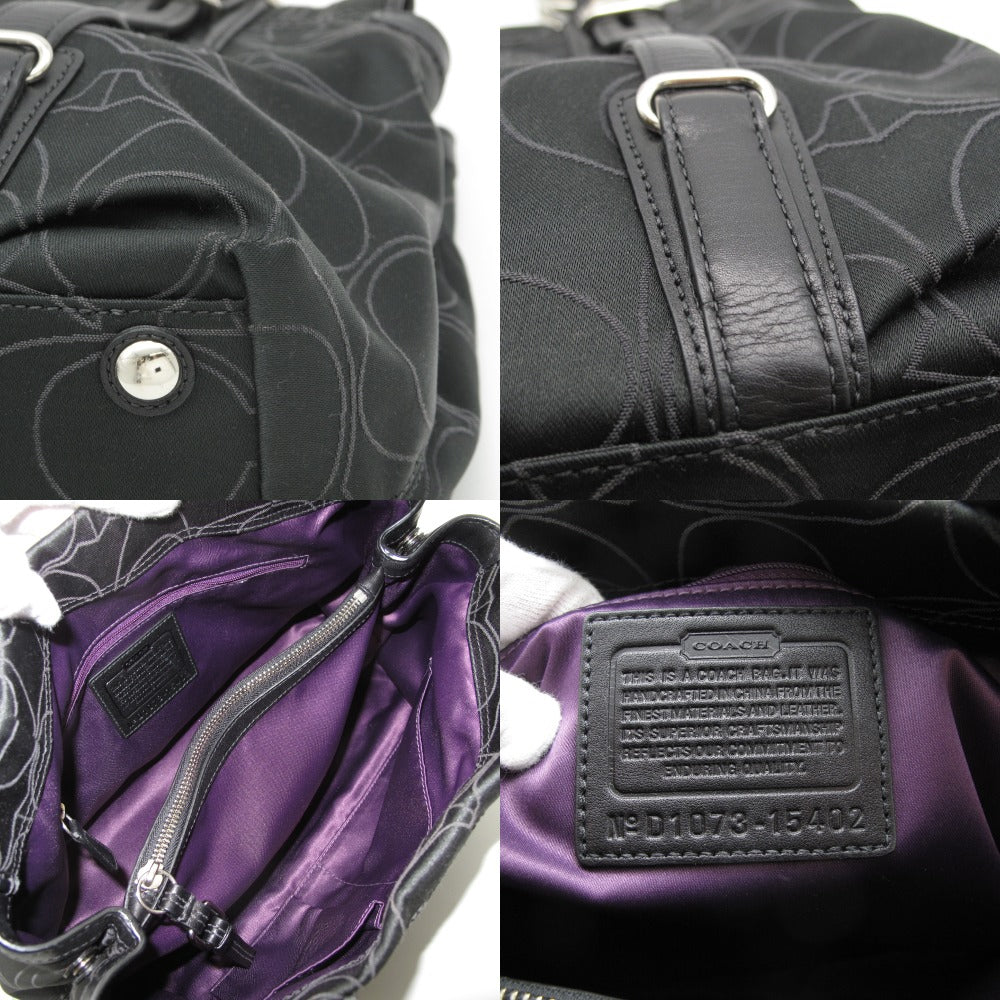 COACH コーチ アウトラインシグネチャー トートバッグ ショルダーバッグ ハンドバッグ 15402 キャンバス レザー ブラック レディース 美品