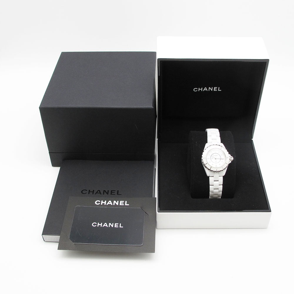 CHANEL シャネル 腕時計 J12 H2422 33mm ホワイト 8Pダイヤ シェル クォーツ