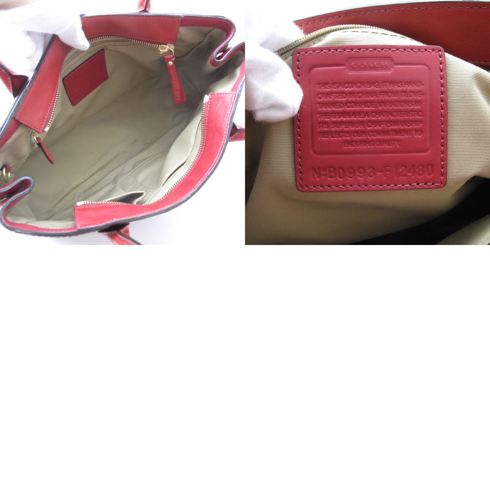 COACH コーチ トートバッグ ショルダーバッグ F12480 ターンロック レザー 革 レッド レディース